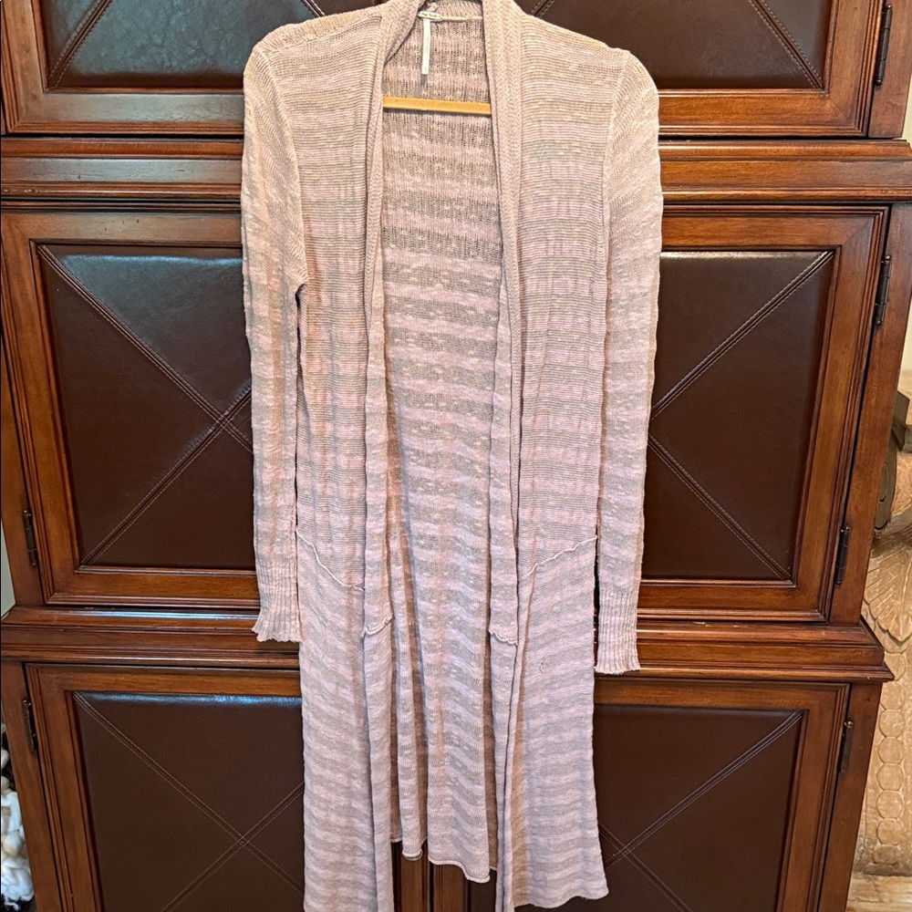 Free People Pink Long Cardigan